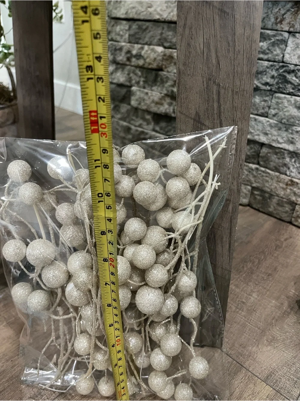 Glitter Ball Holiday Decor - White Glitter Holiday Decor ~EUC~